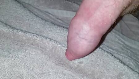 Full bladder pee holding with pee and cum from my uncut cock