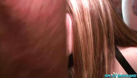 Slutty newcomer sucks dick and takes a face full of cum