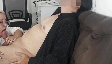 Secretary uses her hot ass to calm client