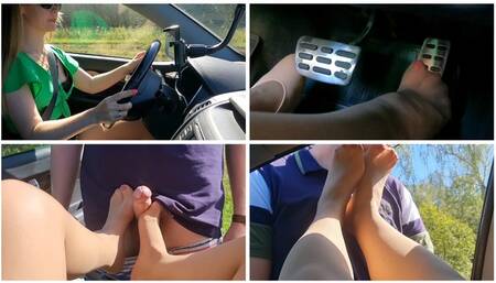 HOT PREMIERE: FAILED DRIVING EXAM AND PANTYHOSE FOOTJOB