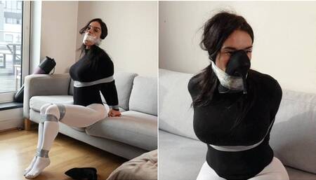 Latina's Punishment: Taped Tight, Gagged with Her Socks, and Sniffing Her Own Heel! (4K)