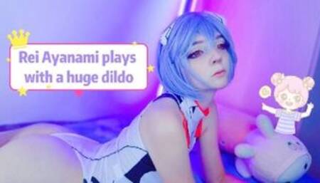 Rei Ayanami plays with a huge dildo II EVANGELION