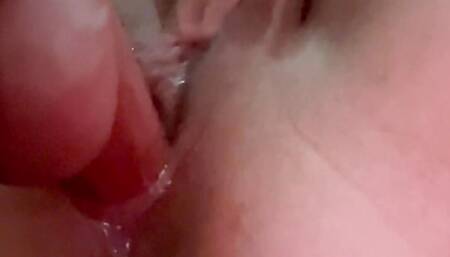 FtM Virgin Fucks Self With Thrusting Dildo and Stretches Wet Pussy