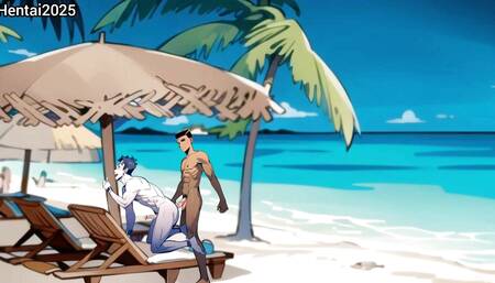 Interracial gay couple at the beach Anal Sex Hentai Cartoon Animation