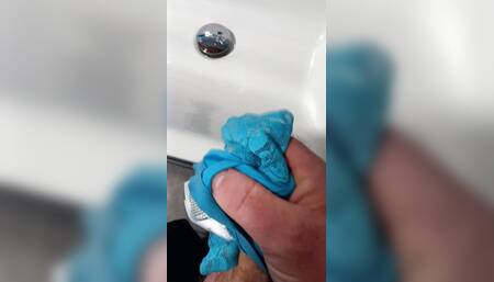 Wanking and cumshot with customers panties