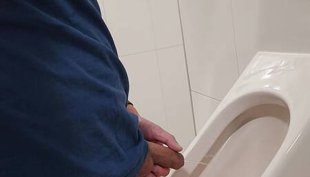 Risky urinal wank and cum