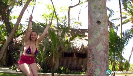 The all-American blonde is an island swinger