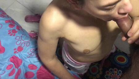 Little Bitch Doing a Nice Blowjob and Bathed in Cum - Amateur Nora MILF - Andy Z 94