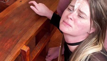 Perverted Priest slaps and fucks married wife who came to confess