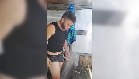Erotic Oil Muscle Hunk Masturbates Slowly