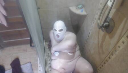FatAssSmallDick uses whip cream on himself in the shower