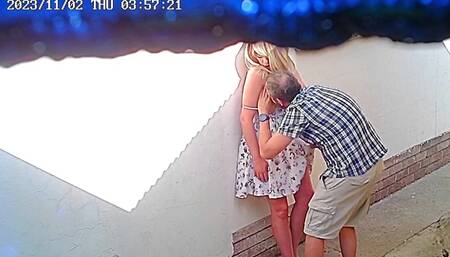 Footage of Couple Fucking Outside the Warehouse