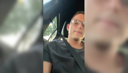 German Twink Boy Jerks off in Moving Car and Cums