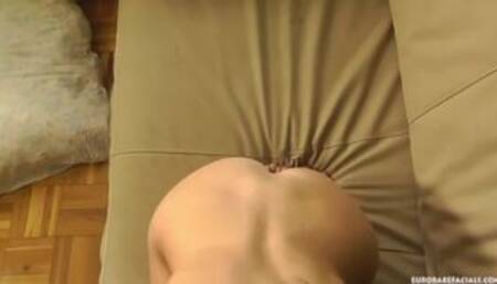 Dirty slut gets her face plastered with huge cumshot