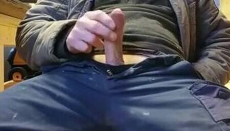 Big-Cocked Daddy Jerks Off at Work - Amateur Solo Video