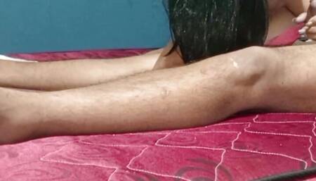 Grandma black kisses her young lover and then fucks him with a dildo