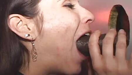 First Black Dick for Rich Cunt Skinny Brunette Whore Sucking Glory Hole Penis!