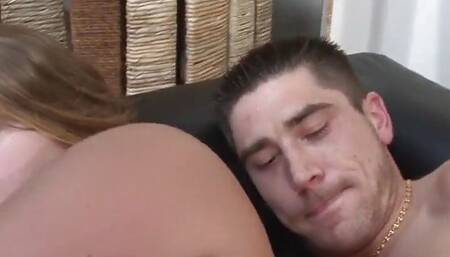 Cock happy teen Blonde from France takes a cock in the ass with a mouth finish