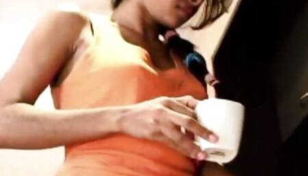 Carina 18 with perfect tits breakfast fingering