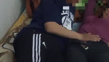 Twinks are filmed without them noticing while having sex in their parents' bed