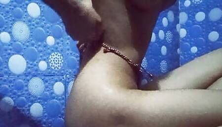 Single girl putting finger in her relaxation