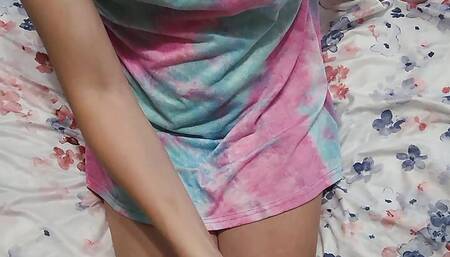 grabbing and stroking his cock in shorts for sex