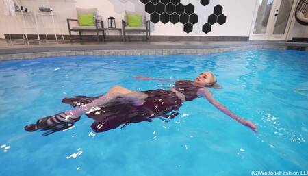 Angel Takes a Dip in the Pool in a Long Skirt Outfit