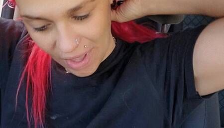 Morning cigarette in the car - going to buy more cigarettes and coughing