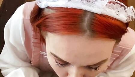 Redhead cosplayer gives only the best head