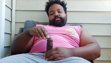 BBC Daddy Strokes Himself to Nut on Balcony