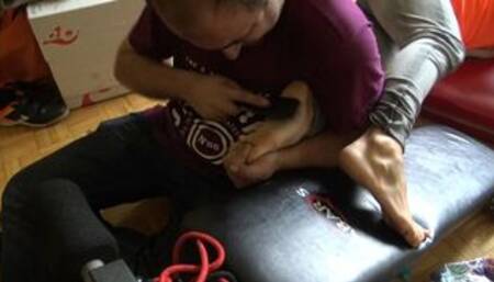 Tickling Justyna on the bench part 3 Face down Full HD