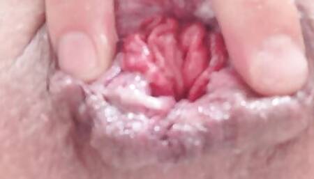 Pushing your cum from my used ass. Little prolapse rosebud POV
