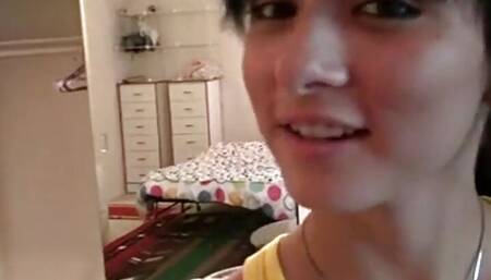 Petite teen takes hard cock in her pussy