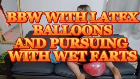 Mistress Atenna Shelby Bursting her submissive's latex balloons with farts and big ass