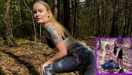 Spontaneous OUTDOOR MEETING! Horny slut fucked through the whole forest!