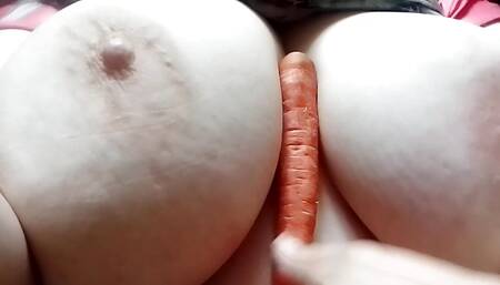 I stick a carrot between my tits