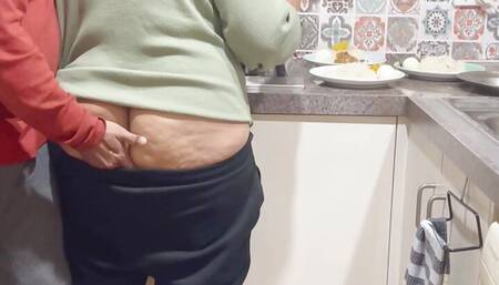 Indian Kitchen Affair: Busty Stepsister's Ass Kissed, Pressed and Pleasured!