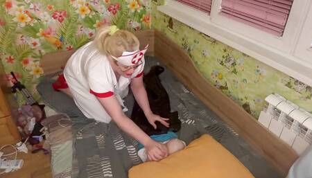 Dirty Nurse Sucks and Wanks Patient