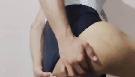 Sexy crossdresser anal fingering