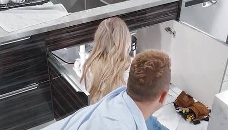 Hot Plumber Kaylee Ryder Is Better At Fixing Van's Pipe Than Fixing His Kitchen Sink - BRAZZERS