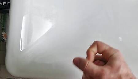 Powerful cumshot in the bathroom