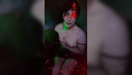 Devilishly Sexy: Hot Femboy in Fishnet and Gothic Glam