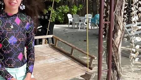 Cheating on my girlfriend with a beauty in the bushes on the Maldives beach