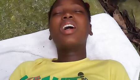 Black Ebony Slut Puts a Sex Toy Vibrator In her Pussy while in New Jersey Wood land Backyard Exploring - Jhodez1