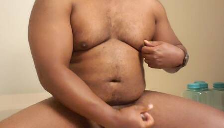 Sitting on the Tub and Stroking My Black Cock