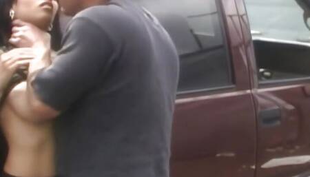 Big Tits Latina Nikki Fucked Outside By The Car