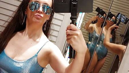Hot Milf fitting room Sexy dress