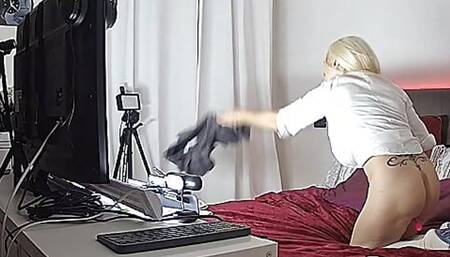 Natasha Cool - Removing mini skirt and starts playing with