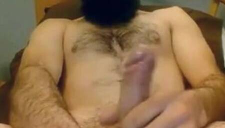 Bearded Gay Daddy Strokes and Cums on Webcam