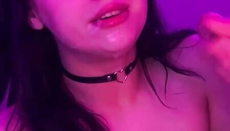 Hot nerdy teen girl sloppy blowjob